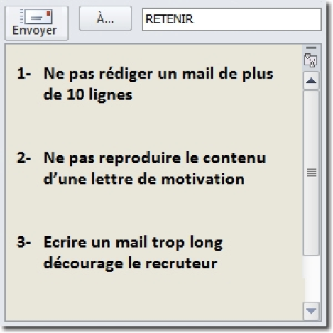 La longueur d'un mail de motivation