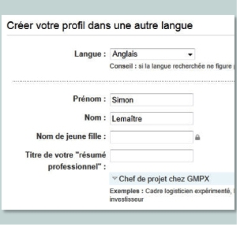 Vous pouvez traduire votre profil en plusieurs langues